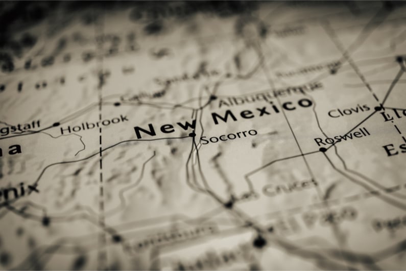 New Mexico on a map