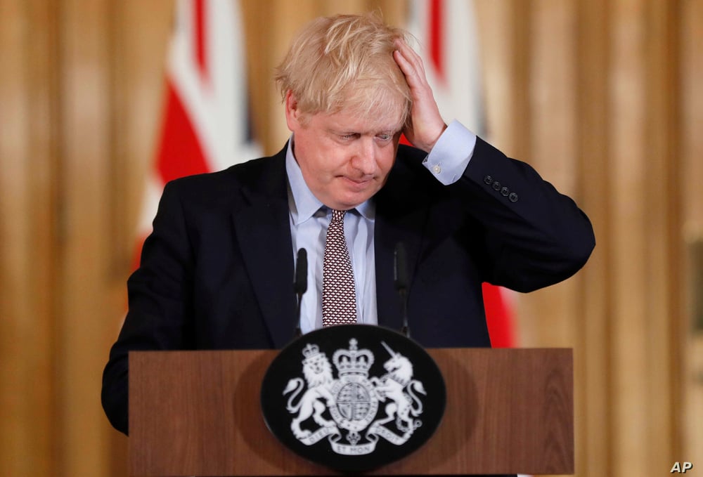 UK Prime Minister Boris Johnson holding a press conference