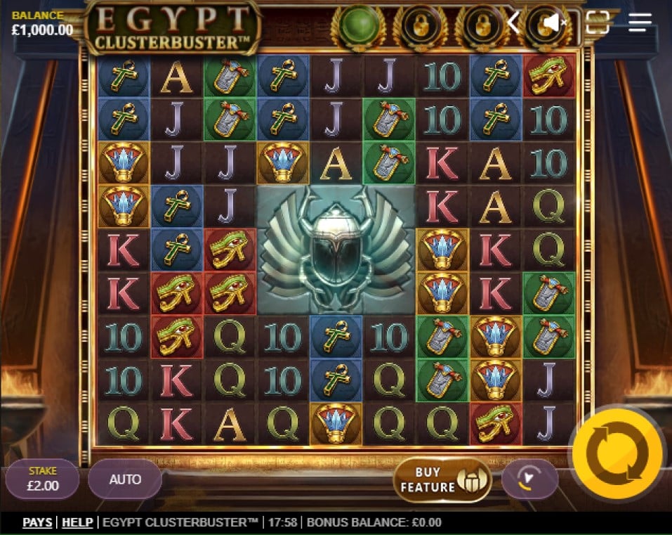 Egypt Clusterbuster online slot reels by Red Tiger - best new online slots of the week